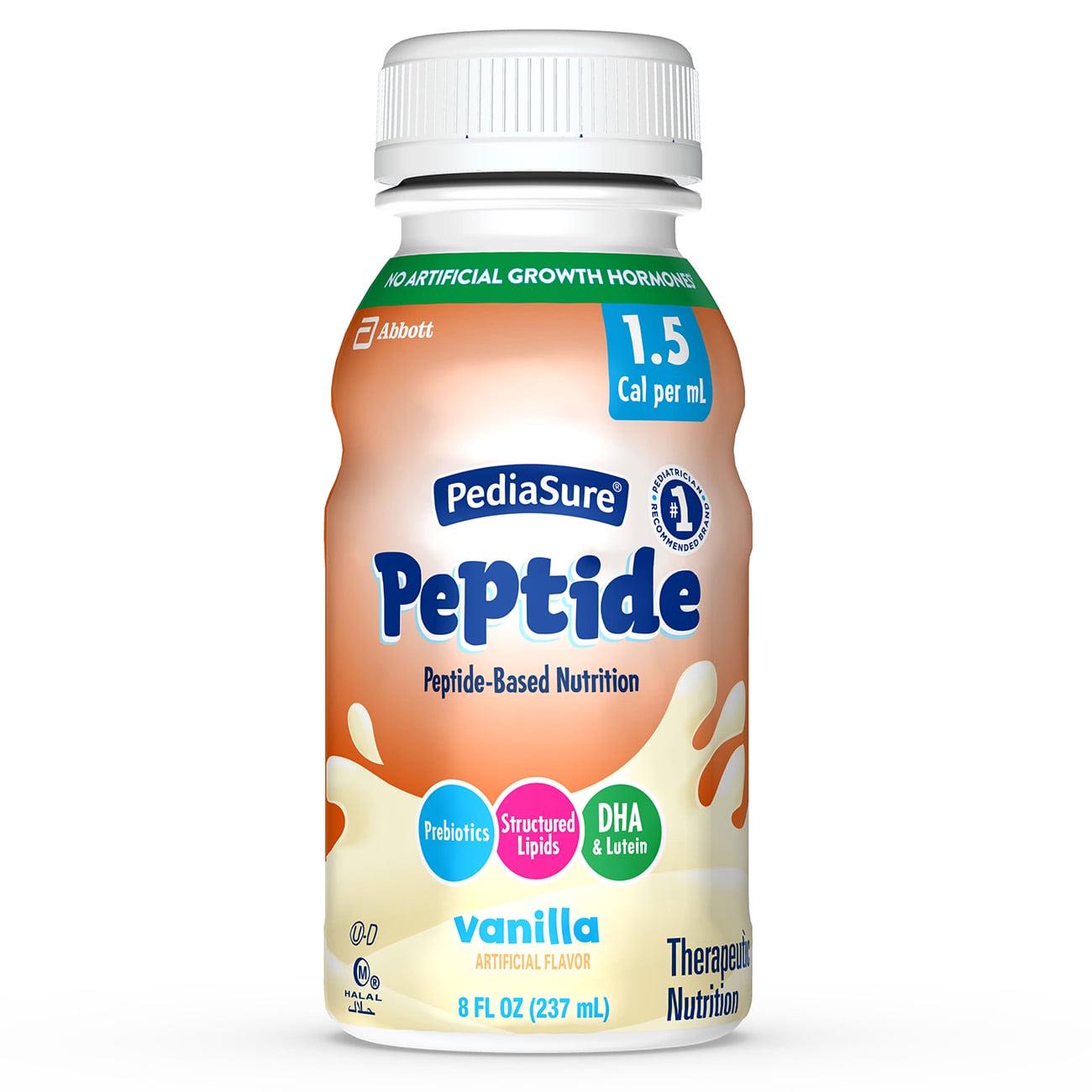 PediaSure Peptide 1.5 Cal, Peptide-Based Formula, Vanilla, 8-fl-oz Bottle, Pack of 24