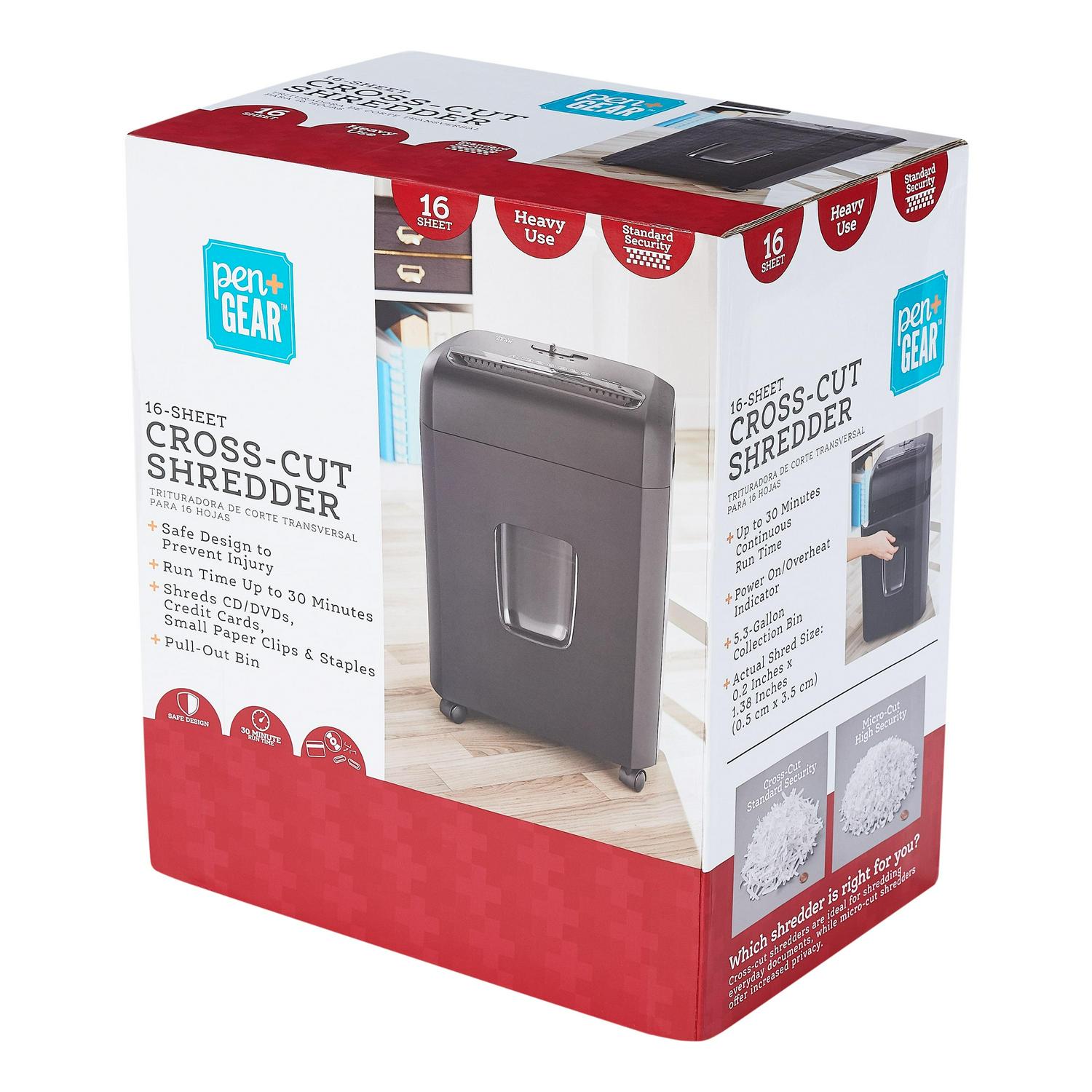 Pen + Gear 16 sheet Cross-Cut Shredder, 5.2-Gallon Collection Bin, Black - Image 6