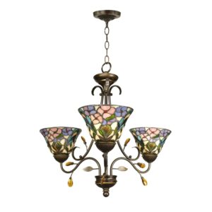 Dale Tiffany Crystal Peony 3-Light Tiffany Hanging Fixture