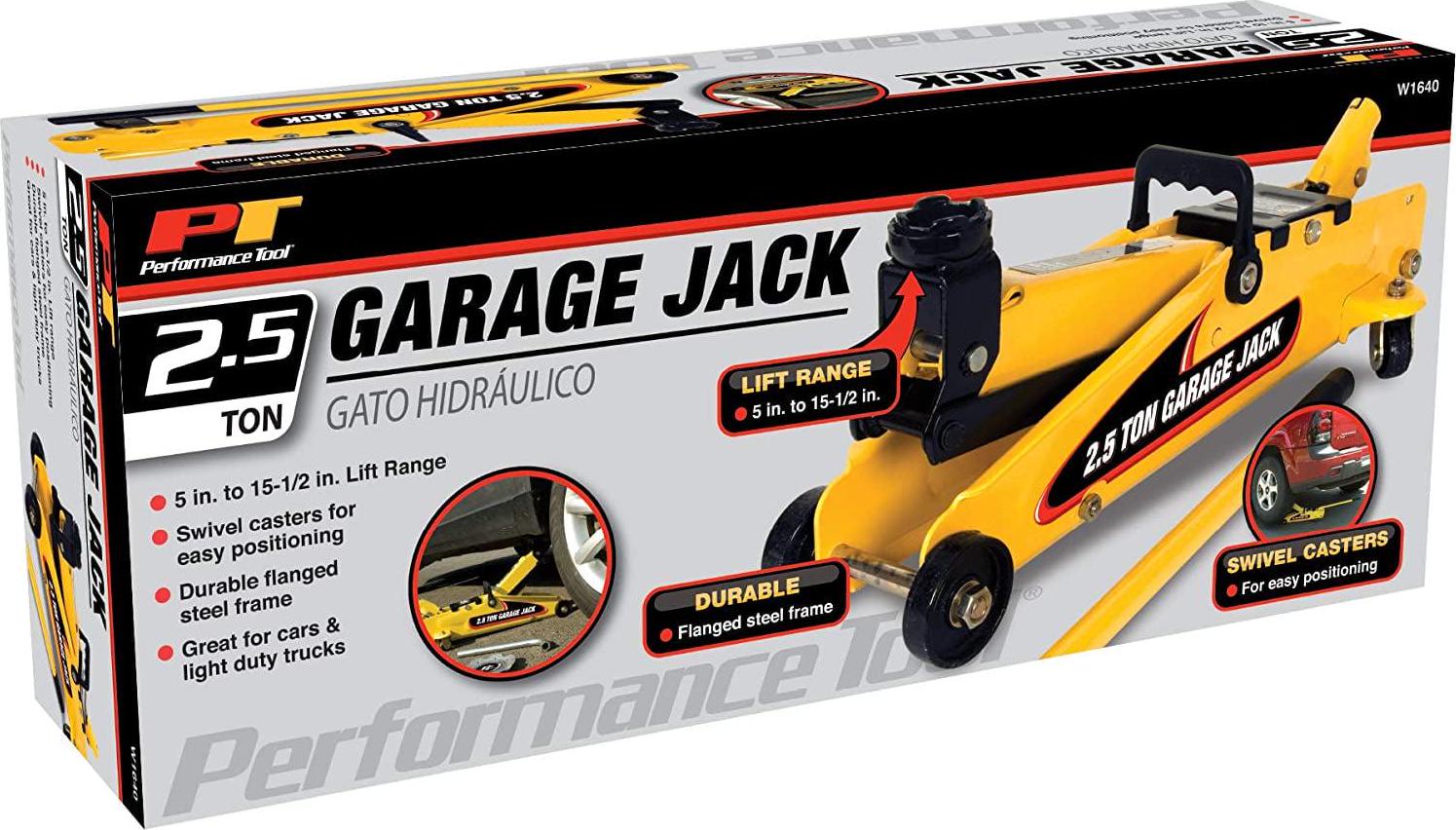 Performance Tool W1640 2-1/2 Ton Garage Jack, (5,000 lbs.) 5-15.5-Inch Lift, Swivel Casters, For Cars/Trucks - Image 3