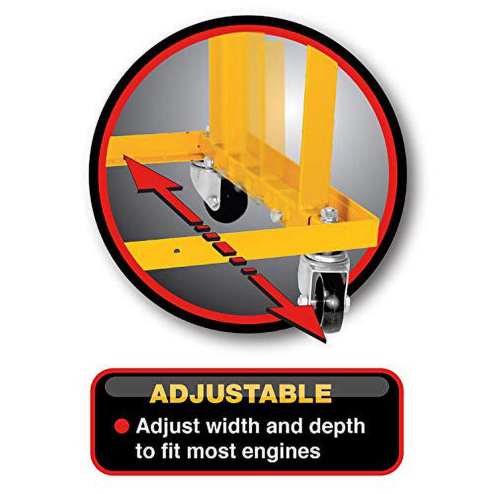 Performance Tool W41037 Rolling Engine Stand with Straps for Vehicle Maintenance, 750 Lbs. Capacity, Yellow - Image 3
