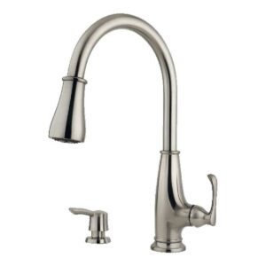 Pfister LF-529-7AYS Ainsley 1-Handle Pull-Down Kitchen Faucet with Soap Dispenser in Stainless Steel