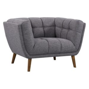 Phantom Chair in Dark Gray Linen and Walnut Legs