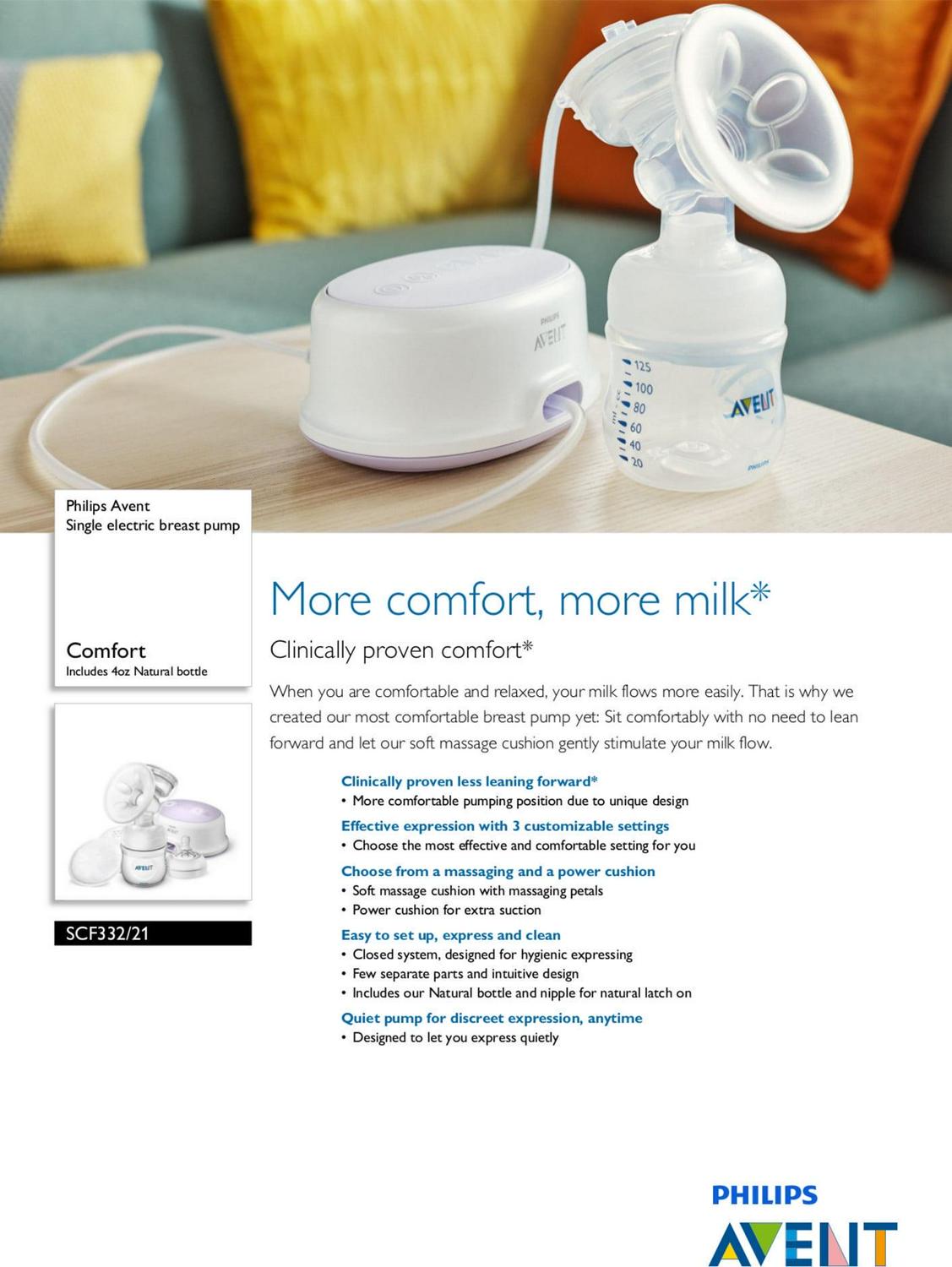 Philips Avent Single Electric Breast Pump, SCF332/21 - Image 2