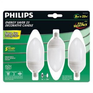 Philips Lighting Philips Cfl 5w=25w Sm Deco 3pk