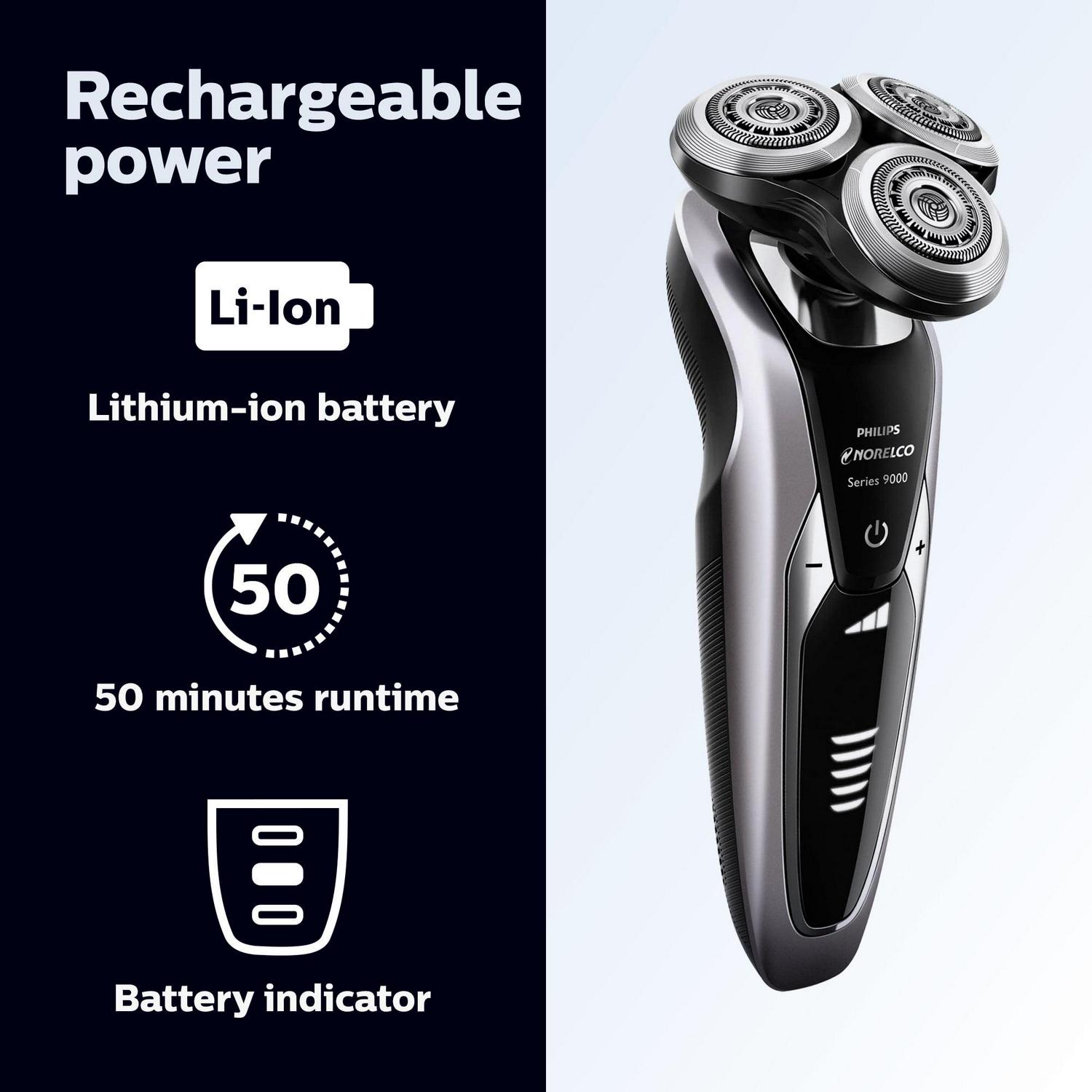 Philips Norelco 9300 Rechargeable Wet & Dry Electric Shaver with Smartclean, Travel Case, Click-On Precision Trimmer, S9311/84 - Image 5