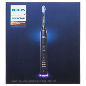Philips Sonicare Diamondclean Smart Electric, Rechargeable Toothbrush For Complete Oral Care, with Charging Travel Case, 5 Modes, and 8 Brush Heads – 9700 Series, Lunar Blue, HX9957/51