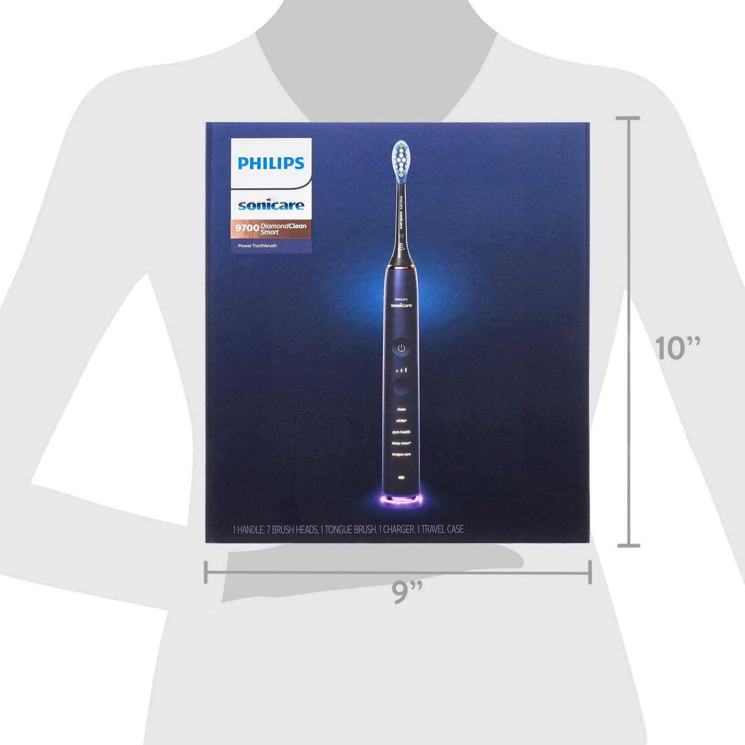 Philips Sonicare Diamondclean Smart Electric, Rechargeable Toothbrush For Complete Oral Care, with Charging Travel Case, 5 Modes, and 8 Brush Heads – 9700 Series, Lunar Blue, HX9957/51 - Image 6