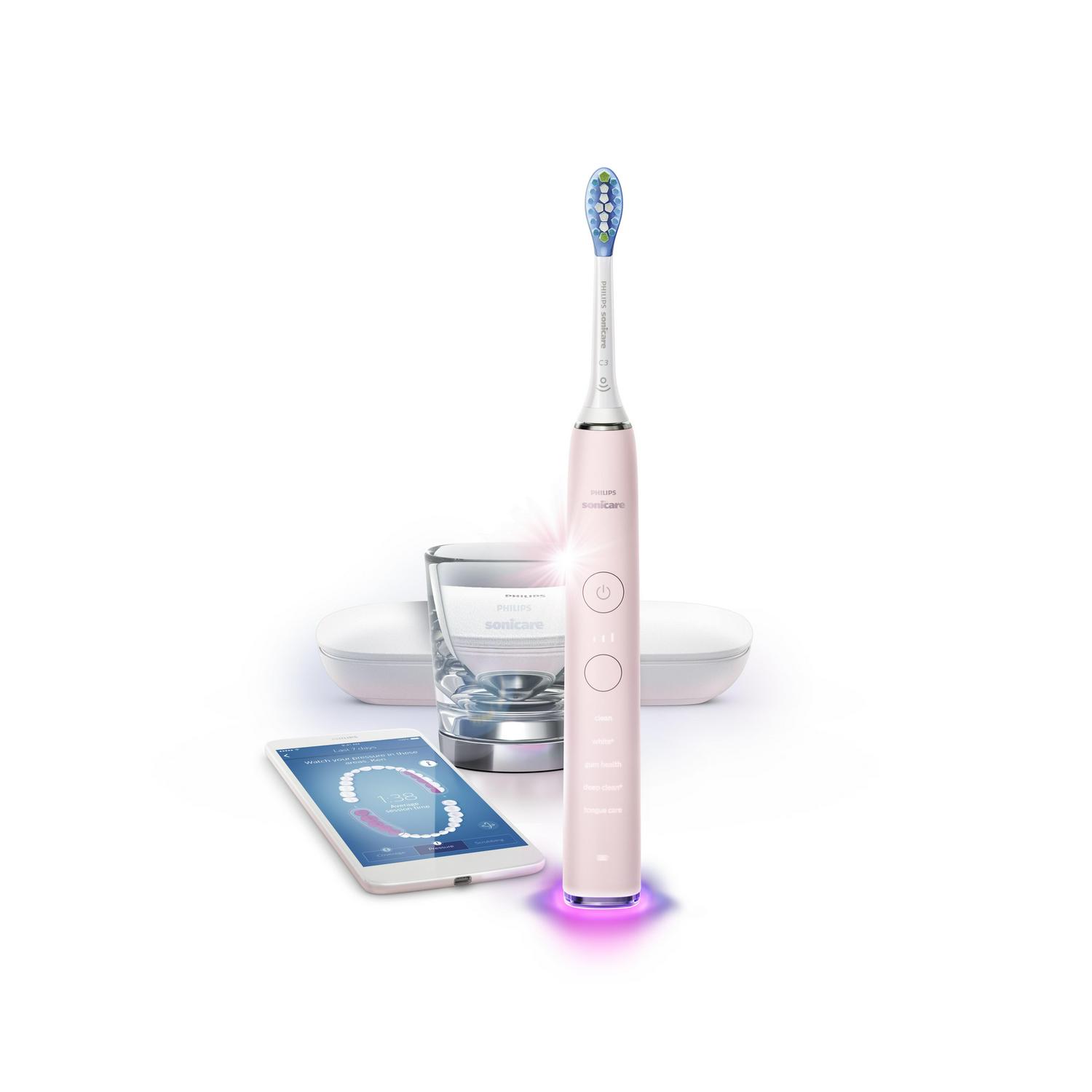 Philips Sonicare ($20 Rebate Available) DiamondClean Smart 9500 Electric, Rechargeable toothbrush for Complete Oral Care, with Charging Travel Case, 5 modes – 9500 Series, Pink, HX9924/21 - Image 9