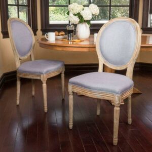 Christopher Knight Home Phinnaeus French Country Fabric Dining Chairs (Set of 2) by Side Chairs Light Gray French Country, Traditional