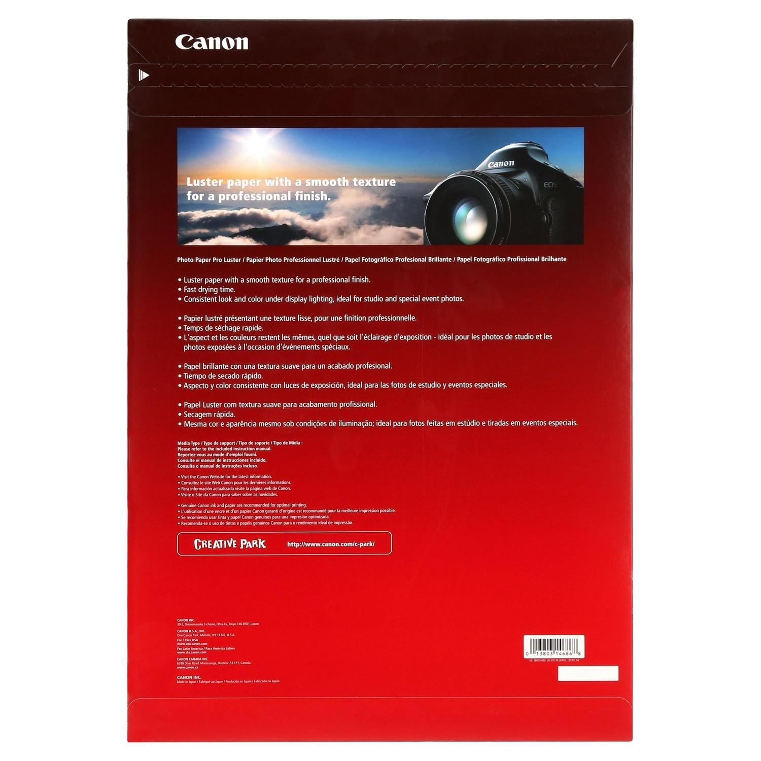 Canon LU-101 Luster Inkjet Photo Paper (6211B005), 13" x 19", White, 50 Sheets/Pack - Image 8