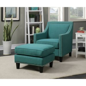 Picket House Furnishings Emery Chair WIth Ottoman in Teal
