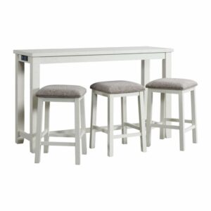 Picket House 3 Pcs Wooden Bar Set with 2 Stools and Table, White/Gray