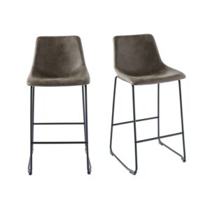 Picket House Furnishings Collins Metal Bar Stool Set in Gray