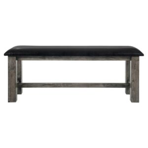 Picket House Furnishings Grayson Faux Leather Dining Bench in Gray Oak