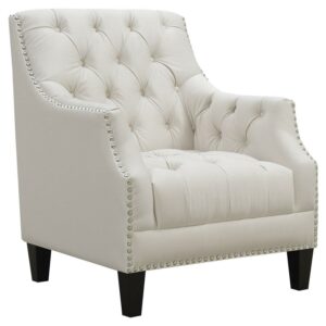 Picket House Furnishings Perry Button Tufted Accent Chair in Snow