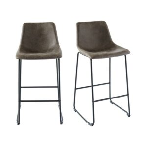 Picket House Furnishings Collins Metal Bar Stool Set in Brown