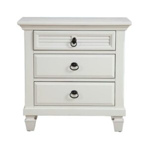 Alpine Furniture Winchester 3 Drawer Nightstand, White