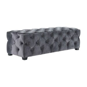 Christopher Knight Home Piper Glam Tufted Velvet Ottoman Bench by  Grey + Dark Brown