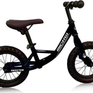 PlayWorld 12" Push Bike Balance Bicycle Steel Frame Air Tire, Black Wheel Kid's Bike - Black