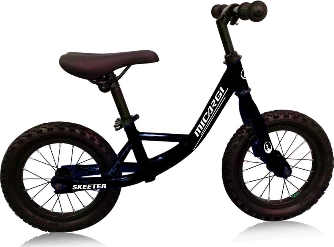 PlayWorld 12" Push Bike Balance Bicycle Steel Frame Air Tire, Black Wheel Kid's Bike - Black - Image 9