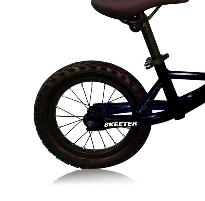 PlayWorld 12" Push Bike Balance Bicycle Steel Frame Air Tire, Black Wheel Kid's Bike - Black - Image 4