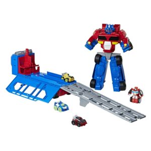 Playskool Heroes Transformers Rescue Bots Flip Racers Optimus Prime Race Track Trailer