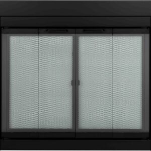 Pleasant Hearth Ascot Black Fireplace Glass Doors - Medium