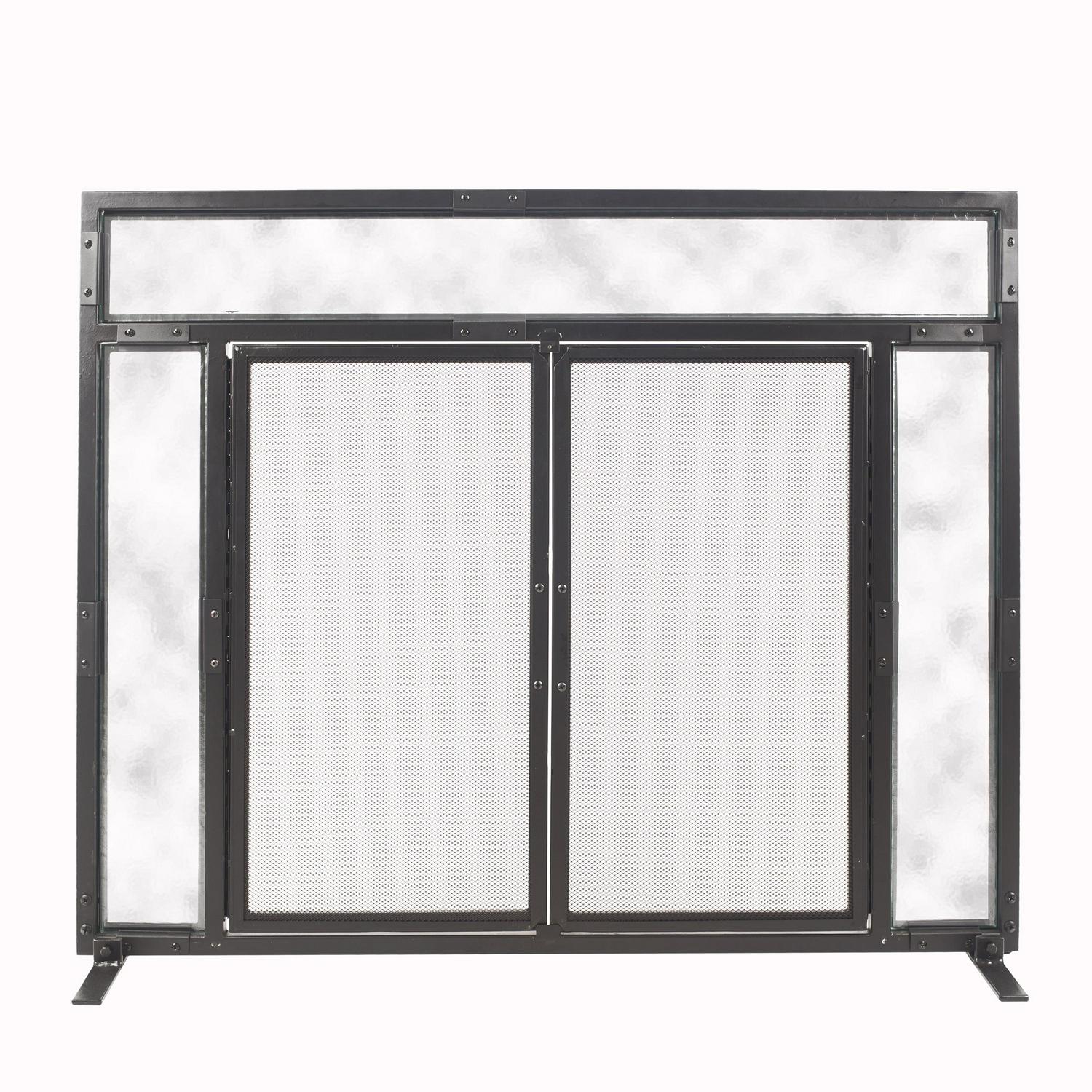 Pleasant Hearth Manchester Steel and Glass Fireplace Screen (Large Size) - Image 2