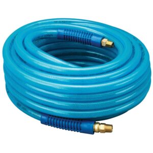 Amflo 13-50AE Air Hose, 3/8 in OD, 50 ft L, MNPT, 300 psi Pressure, Polyurethane, Blue