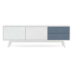 Polifurniture Laos 2 Door / 2 Drawer TV Stand for TVs up to 79", White and Navy