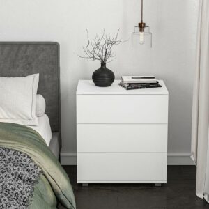 Polifurniture Madison Modern 3 Drawer Wood Dresser, White