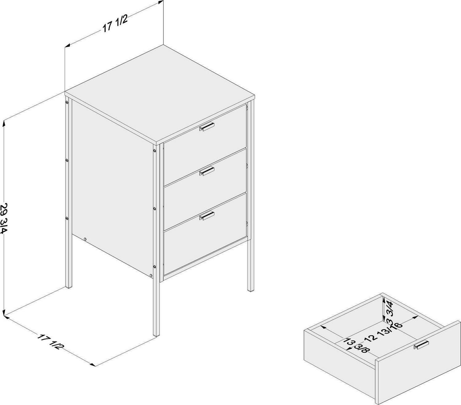 Polifurniture Mallorca 3 Drawer Office Cabinet, Walnut and Black - Image 11