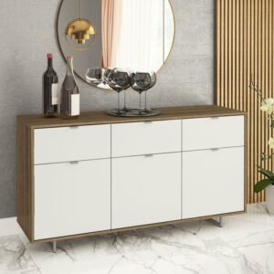Polifurniture Montana 59 in. Sideboard with 3 Doors, Walnut & White Finish