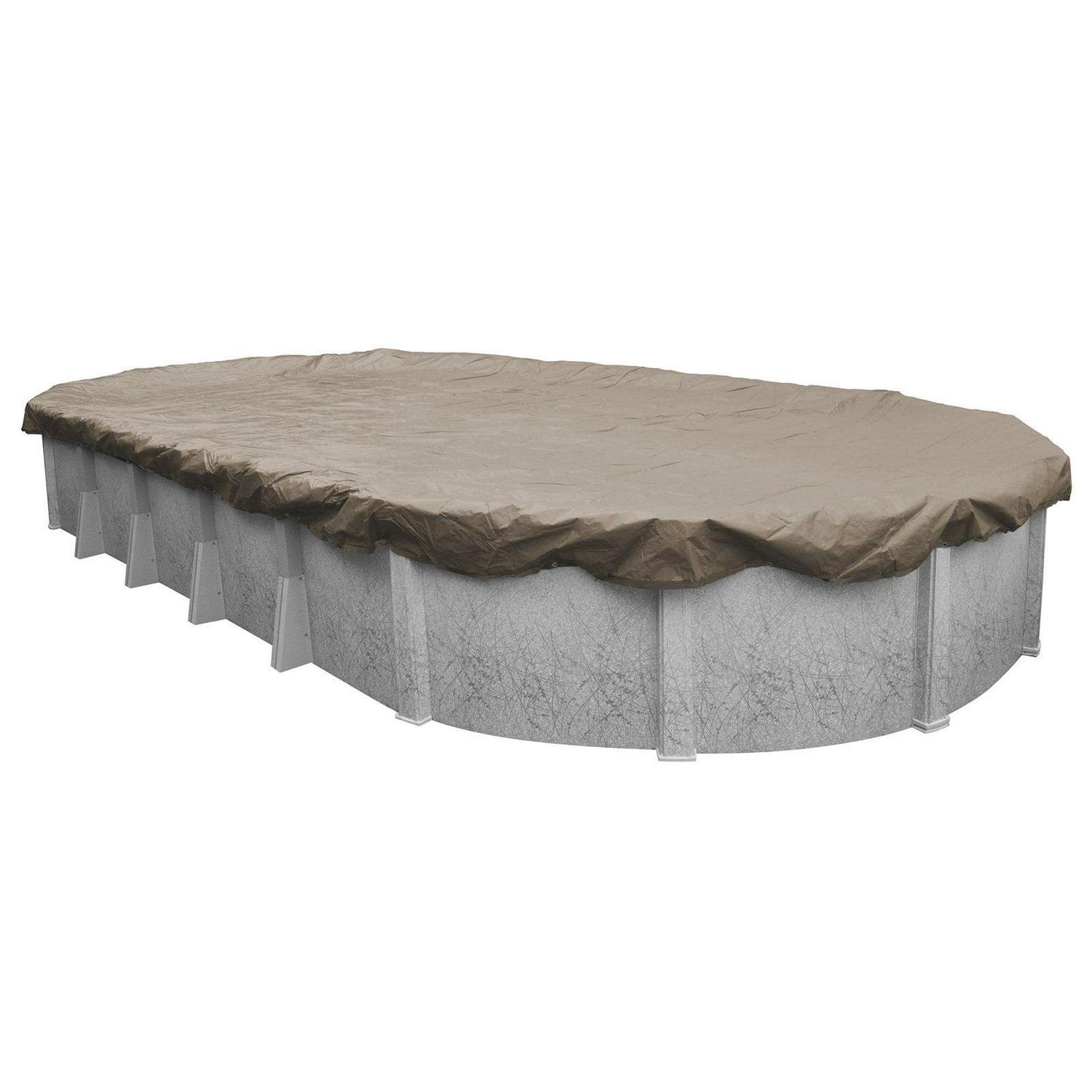 Pool Mate 12 Year Extra Heavy-Duty Sandstone Oval Winter Pool Cover, 12 x 21 ft. Pool