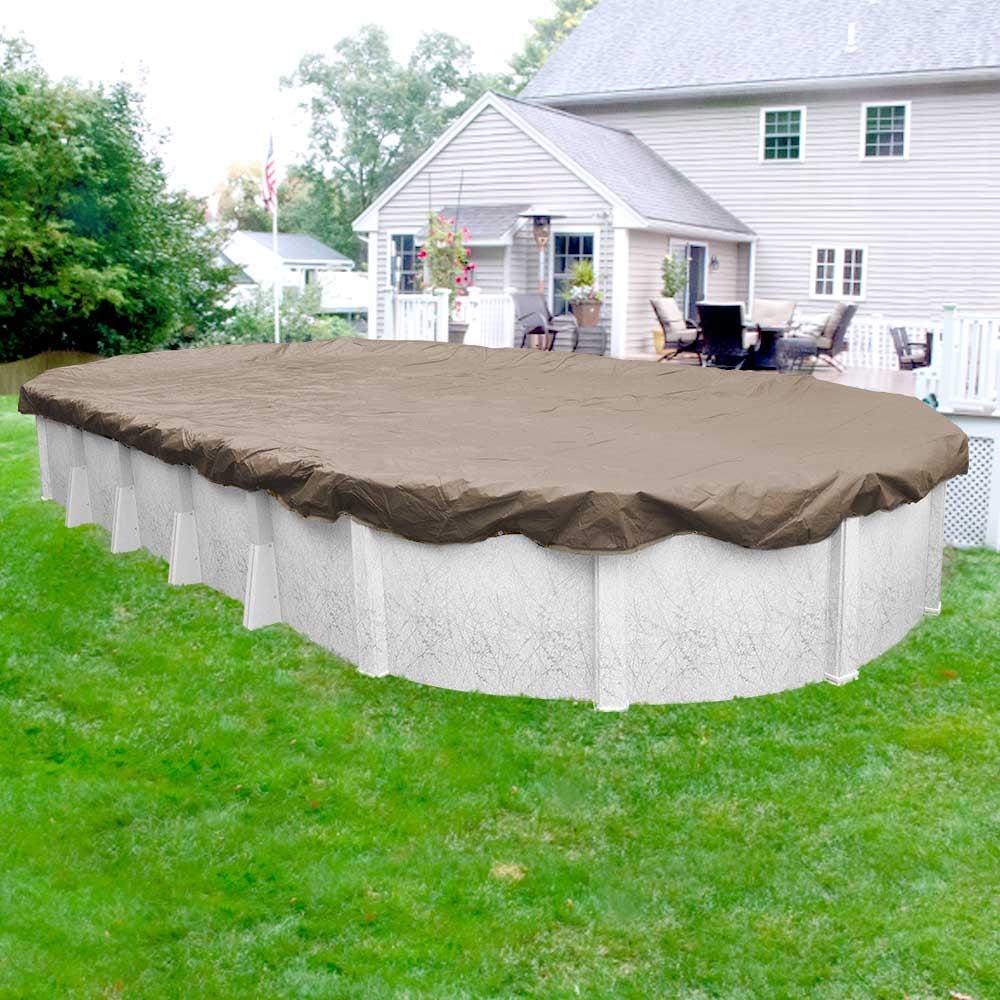 Pool Mate 12 Year Extra Heavy-Duty Sandstone Oval Winter Pool Cover, 12 x 21 ft. Pool - Image 4