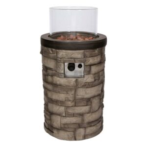 Shine Company 35"H Propane Gas Fire Pit with Glass Guard and Lava Rocks - Gray