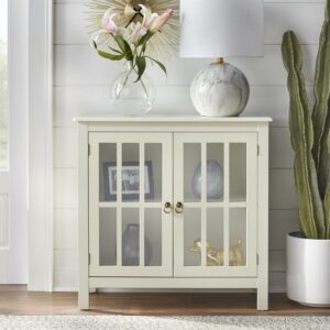 Simple Living Portland 2-Door Glass Cabinet Antique White