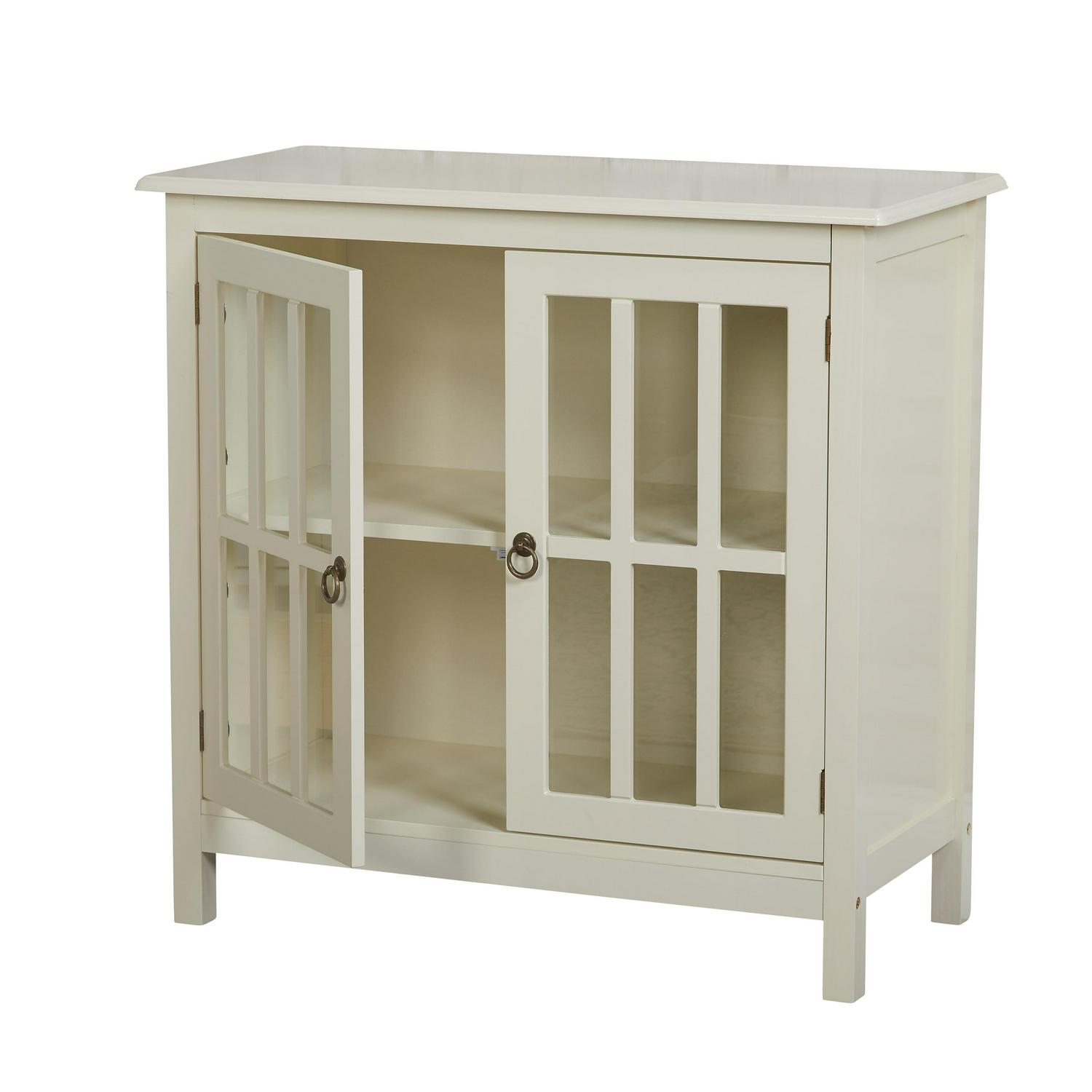 Simple Living Portland 2-Door Glass Cabinet Antique White - Image 3