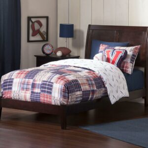 Atlantic Furniture Portland XL Twin Traditional Rubberwood Sleigh Bed, Espresso