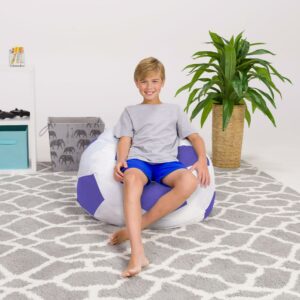 Posh Creations Bean Bag Chair, Kids, 3 ft, Purple Soocer Ball