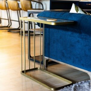 Posh Pollen Melton C-Shape Glass Top, Gold/Clear