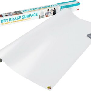 Post-it Dry Super Sticky Self-Stick Dry Erase Surface Film, White, 8 ft. x 4 ft.