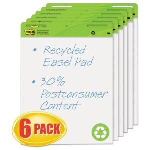 Post-it Super Sticky Easel Pad, White Recycled, 25 in. x 30 in., 6 Pads