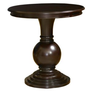 Linon Amelia Round Accent Table Pedestal Base 26.5" High in Espresso Wood