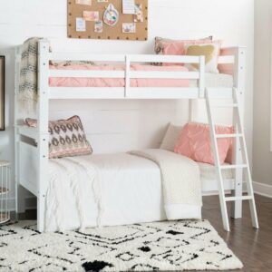 Powell Beckett Kid's Twin over Twin Convertible Bunk Bed with Built-In Ladder, White