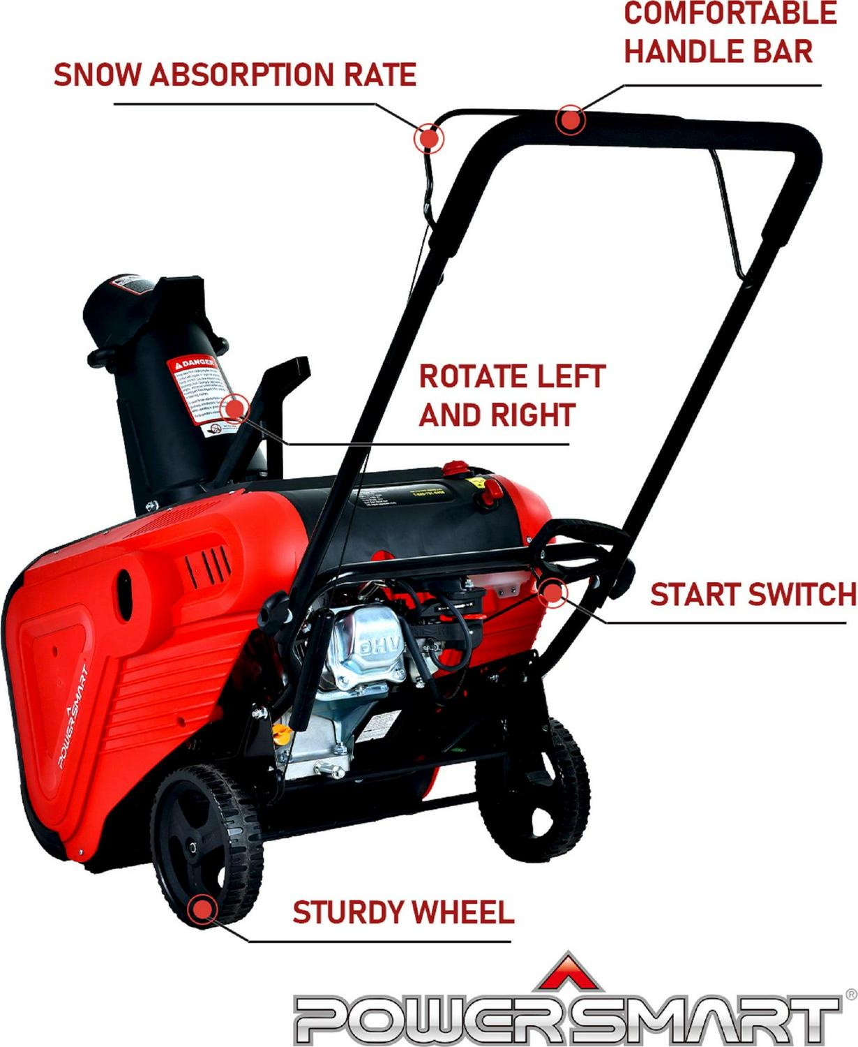 Powersmart 21 inch Single Stage 196CC Gas Snow Blower,PSS1210M - Image 2