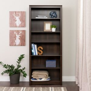 Prepac 77" 6 Shelf Bookcase in Espresso