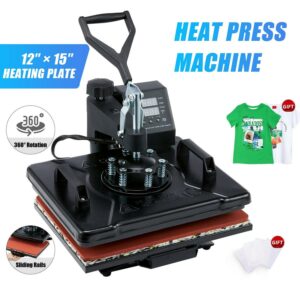 Preenex 12"x15" 1250W Heat Press Machine Professional T Shirt Press for Shirts Pads More