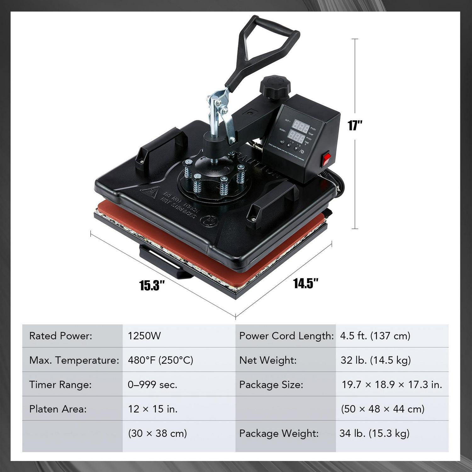 Preenex 12"x15" 1250W Heat Press Machine Professional T Shirt Press for Shirts Pads More - Image 2